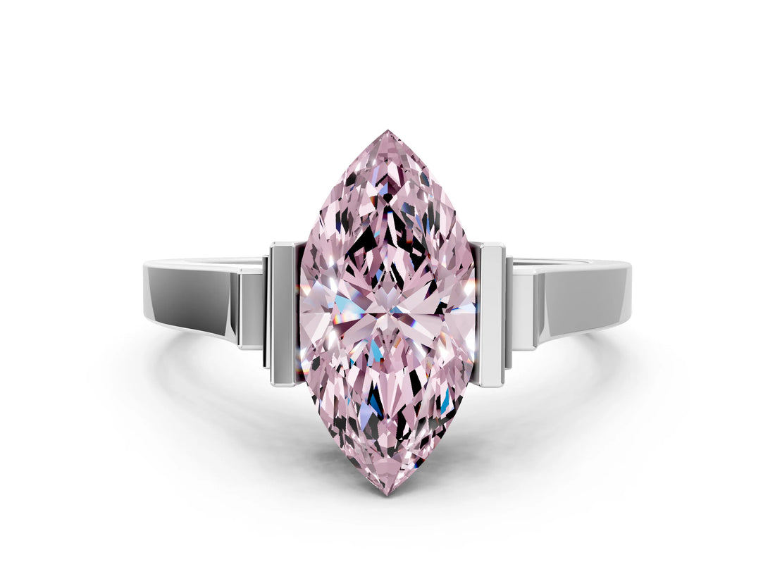 White gold Fancy Pink Marquise Cut Brilliant Solitaire Diamond Ring with Channel Set Band and Bar Prong Setting_48