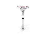 White gold Fancy Pink Marquise Cut Brilliant Three-Stone Diamond Ring with Pavé Band and Four-Prong Setting_16