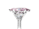 White gold Fancy Pink Marquise Cut Brilliant Three-Stone Diamond Ring with Pavé Band and Four-Prong Setting_20