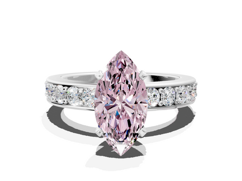 White gold Fancy Pink Marquise  Cut Channel Set Diamond Engagement Ring with Four-Prong Setting_234