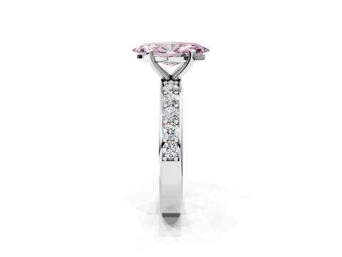 White gold Fancy Pink Marquise  Cut Channel Set Diamond Engagement Ring with Four-Prong Setting_235