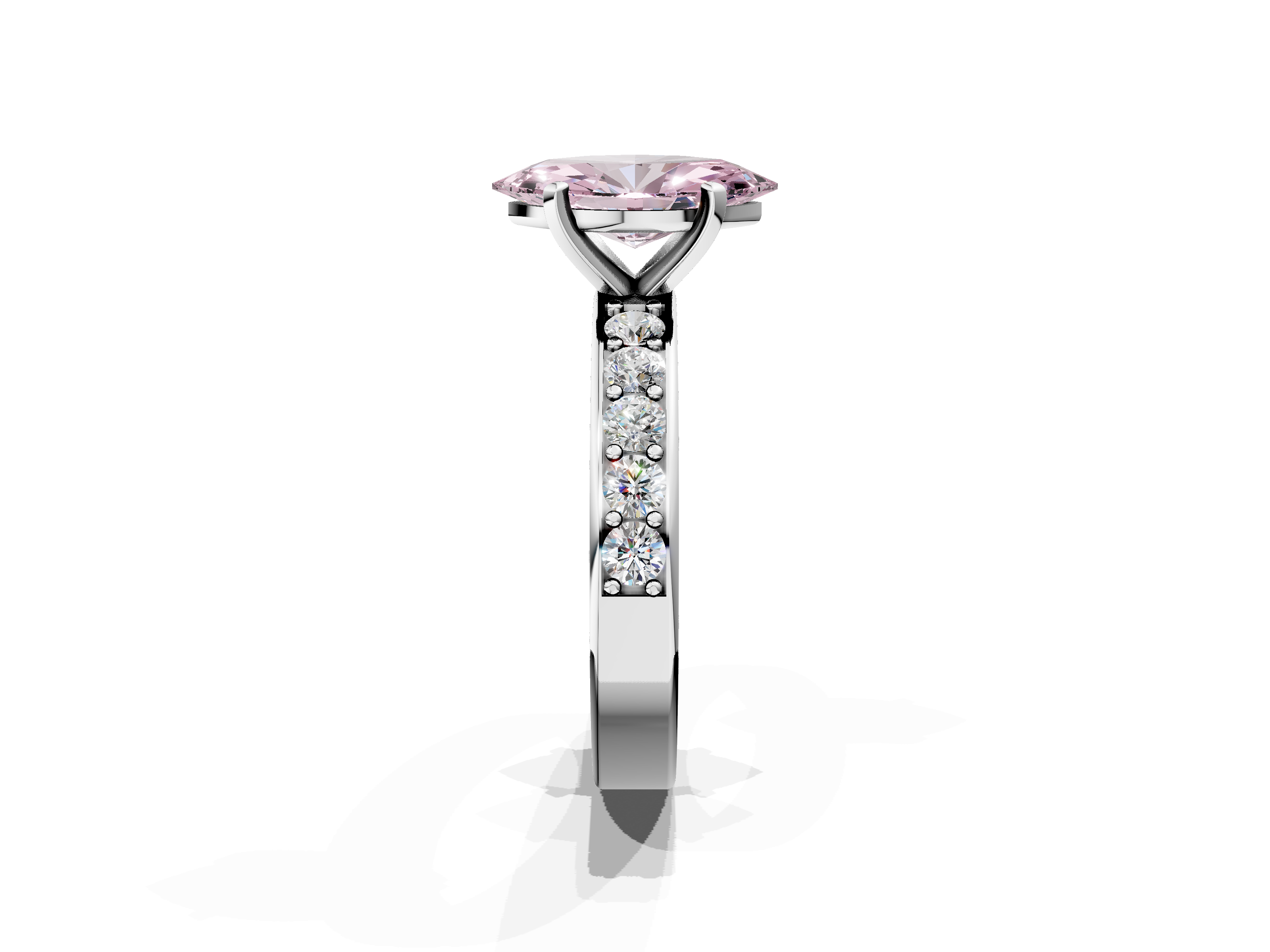 White gold Fancy Pink Marquise  Cut Channel Set Diamond Engagement Ring with Four-Prong Setting_236