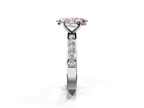 White gold Fancy Pink Marquise  Cut Channel Set Diamond Engagement Ring with Four-Prong Setting_236