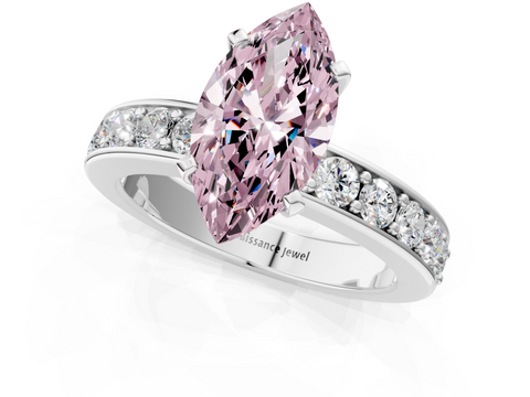 White gold Fancy Pink Marquise  Cut Channel Set Diamond Engagement Ring with Four-Prong Setting_237
