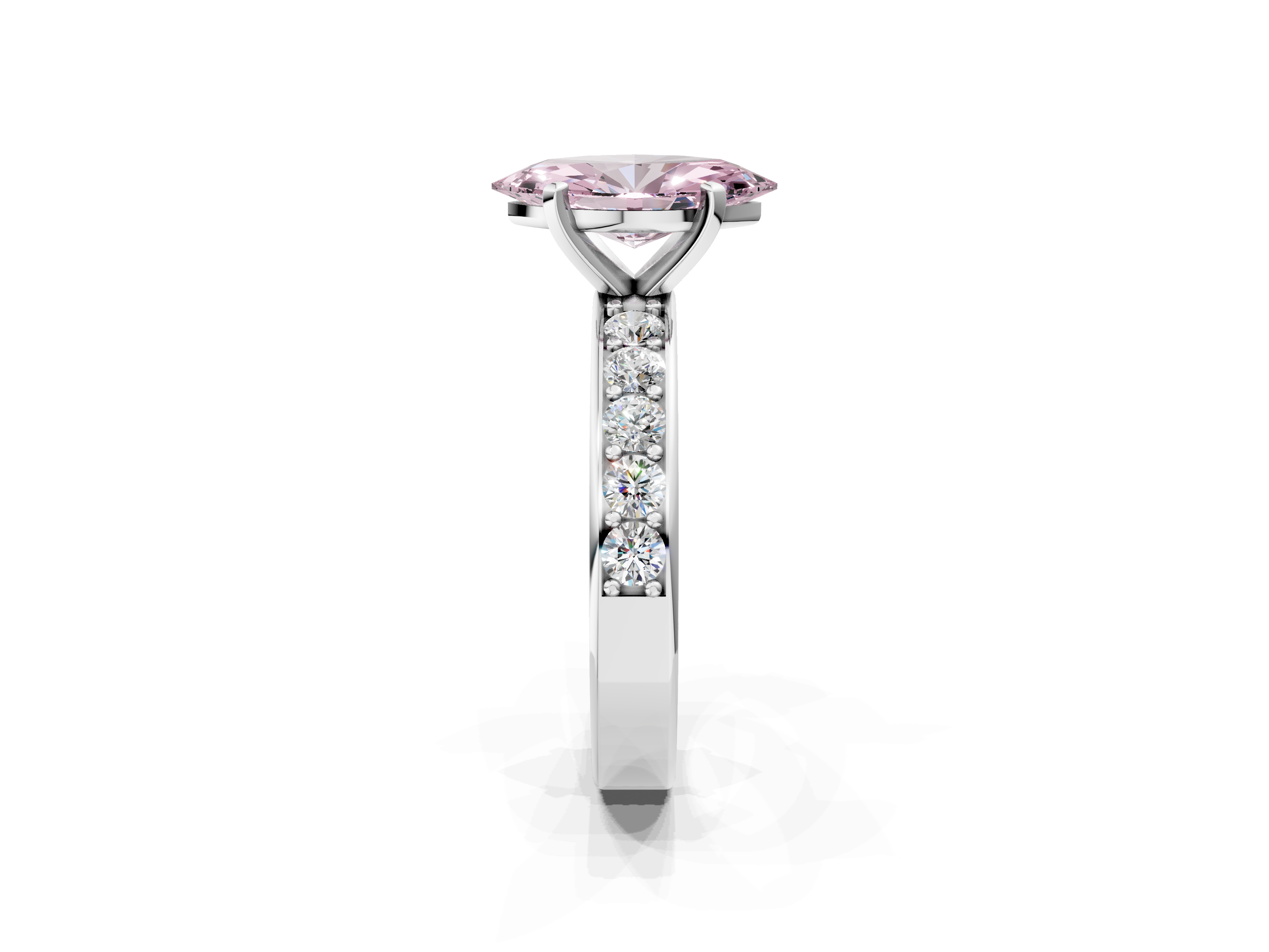 White gold Fancy Pink Marquise  Cut Channel Set Diamond Engagement Ring with Four-Prong Setting_239