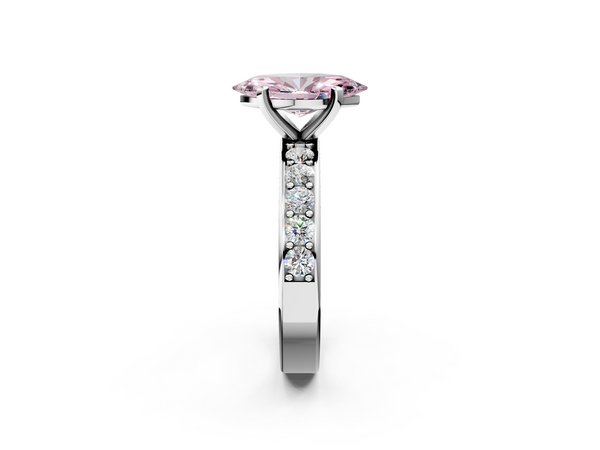 White gold Fancy Pink Marquise  Cut Channel Set Diamond Engagement Ring with Four-Prong Setting