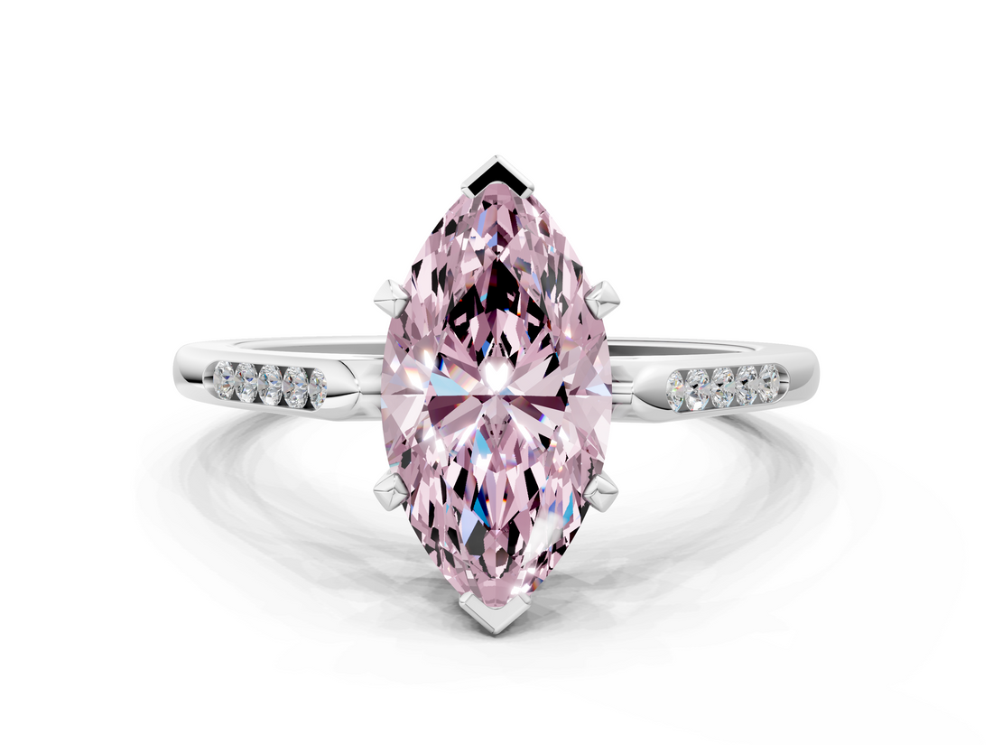 White gold Fancy Pink Marquise  Cut Channel Set Solitaire Engagement Ring with Four-Prong Setting_220