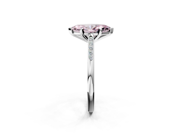 Platinum Fancy Pink Marquise  Cut Channel Set Solitaire Engagement Ring with Four-Prong Setting