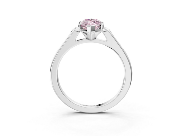 Platinum Fancy Pink Marquise  Cut Channel Set Solitaire Engagement Ring with Four-Prong Setting