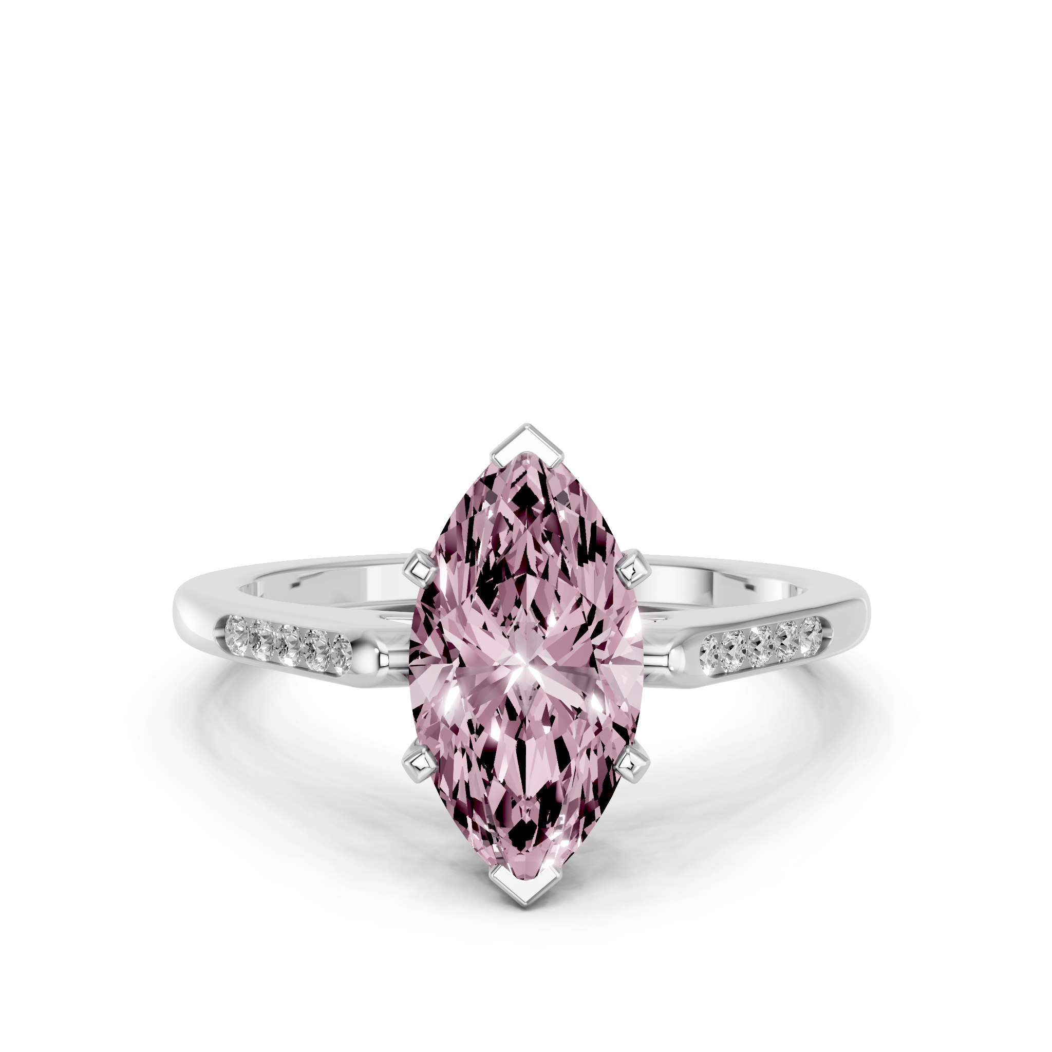 White gold Fancy Pink Marquise  Cut Channel Set Solitaire Engagement Ring with Four-Prong Setting_86