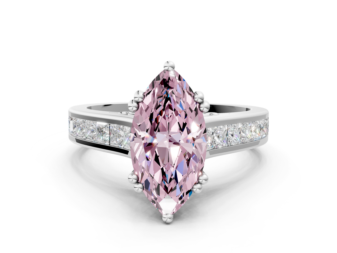 White gold Fancy Pink Marquise  Cut Channel Set Solitaire Engagement Ring with Prong Setting_20