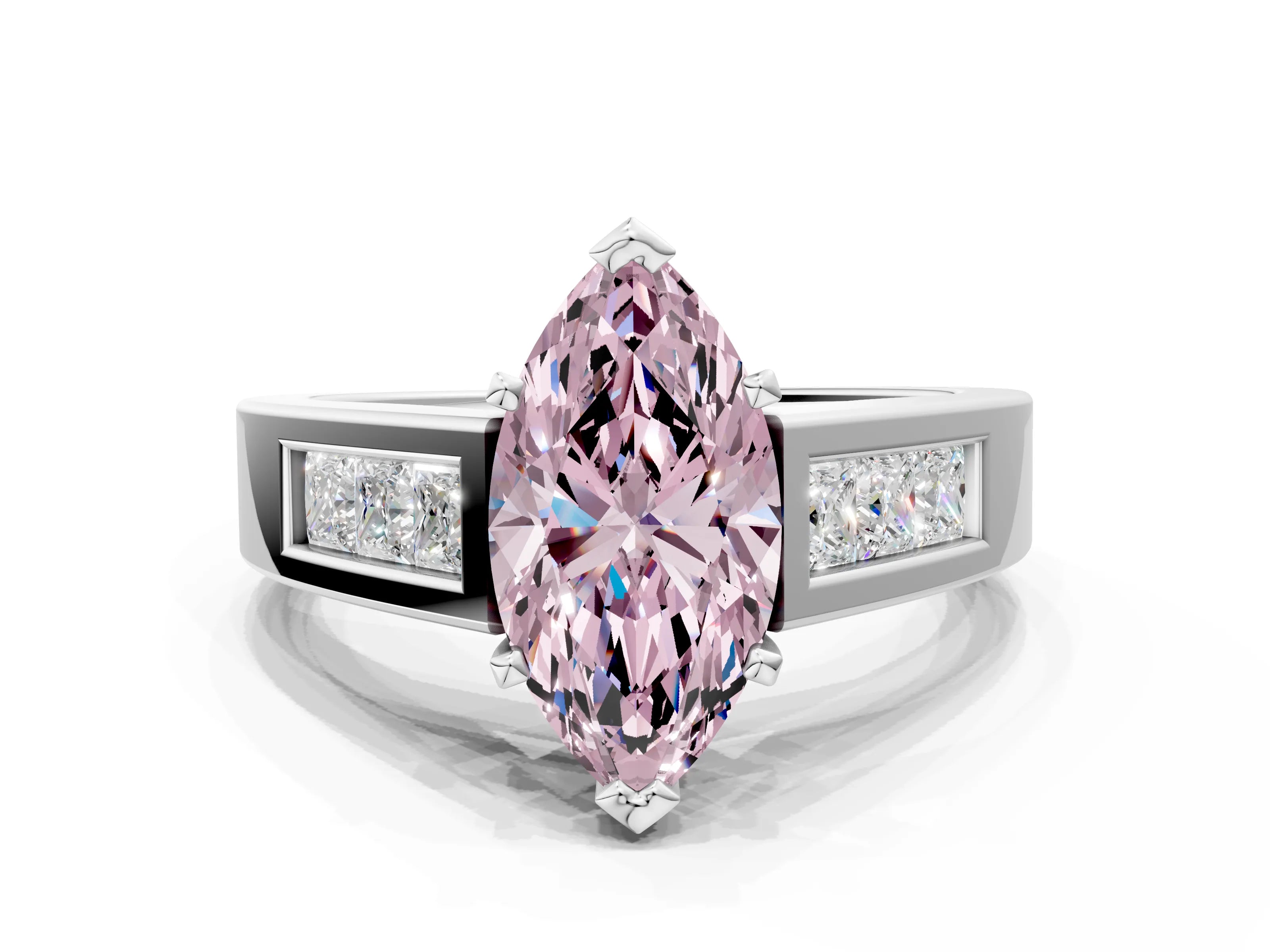 White gold Fancy Pink Marquise Cut Cut Channel Set Solitaire Ring with Four-Prong Setting_12
