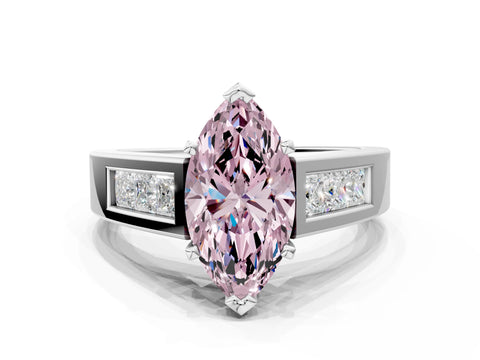 White gold Fancy Pink Marquise Cut Cut Channel Set Solitaire Ring with Four-Prong Setting_12