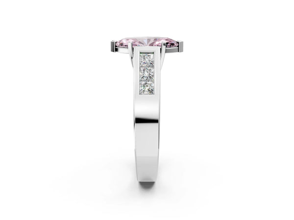 White gold Fancy Pink Marquise Cut Cut Channel Set Solitaire Ring with Four-Prong Setting