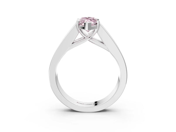 White gold Fancy Pink Marquise Cut Cut Channel Set Solitaire Ring with Four-Prong Setting