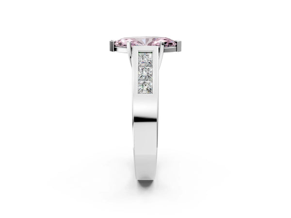 White gold Fancy Pink Marquise Cut Cut Channel Set Solitaire Ring with Four-Prong Setting