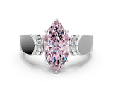 White gold Fancy Pink Marquise Cut Cut Diamond Channel Set Solitaire Ring with Four-Prong Setting_108