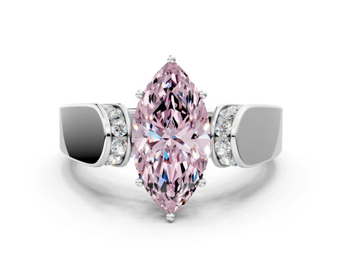 White gold Fancy Pink Marquise Cut Cut Diamond Channel Set Solitaire Ring with Four-Prong Setting_108