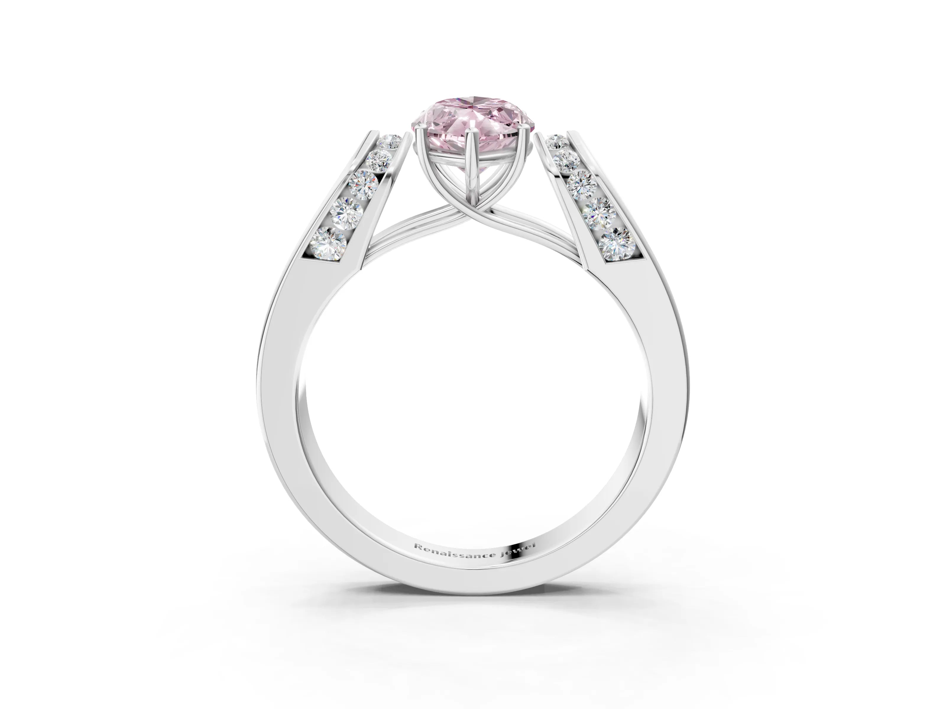 White gold Fancy Pink Marquise Cut Cut Diamond Channel Set Solitaire Ring with Four-Prong Setting_111