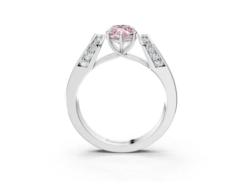 White gold Fancy Pink Marquise Cut Cut Diamond Channel Set Solitaire Ring with Four-Prong Setting_111