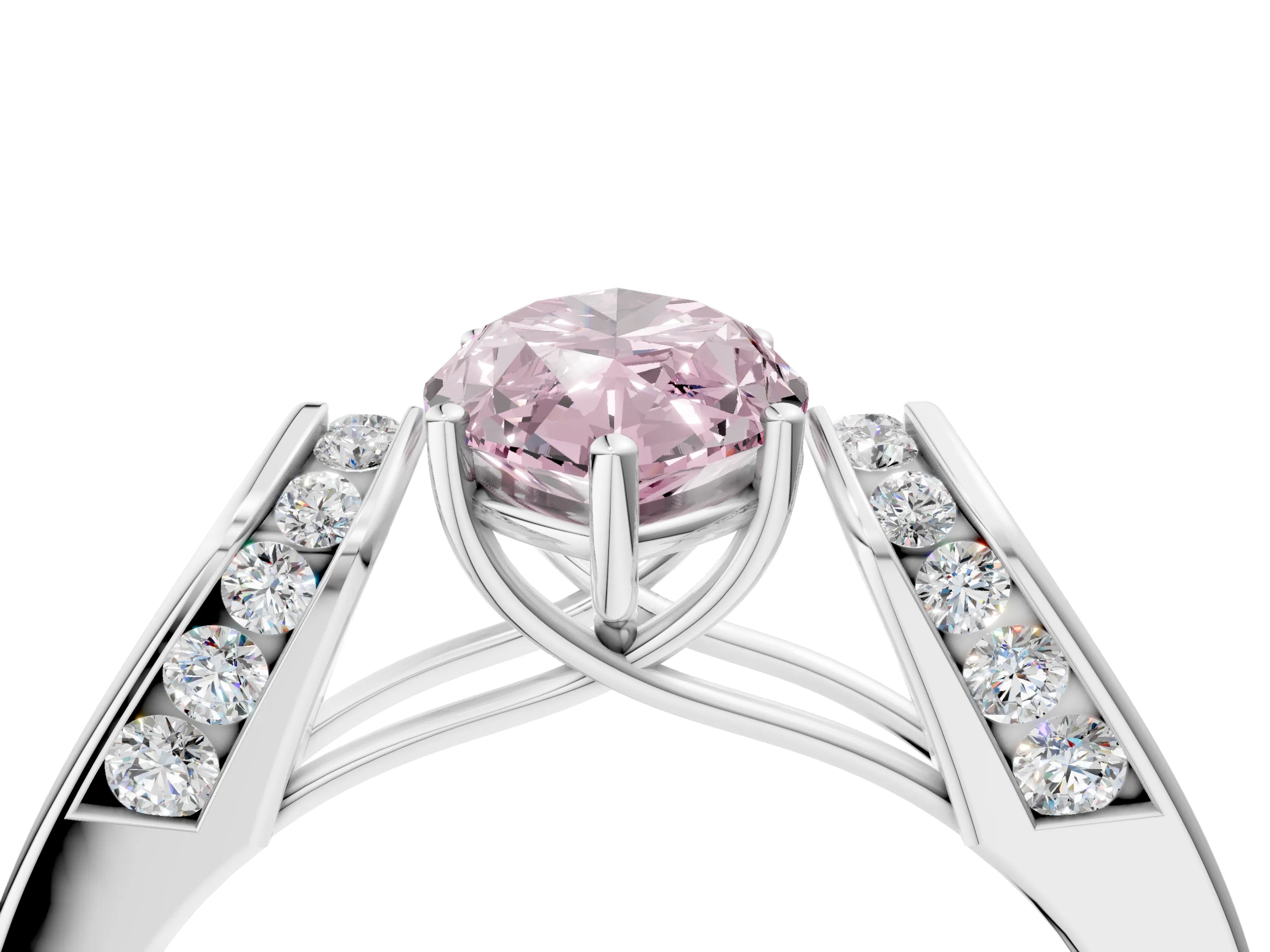 White gold Fancy Pink Marquise Cut Cut Diamond Channel Set Solitaire Ring with Four-Prong Setting_112
