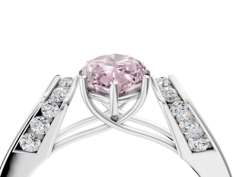 White gold Fancy Pink Marquise Cut Cut Diamond Channel Set Solitaire Ring with Four-Prong Setting_112