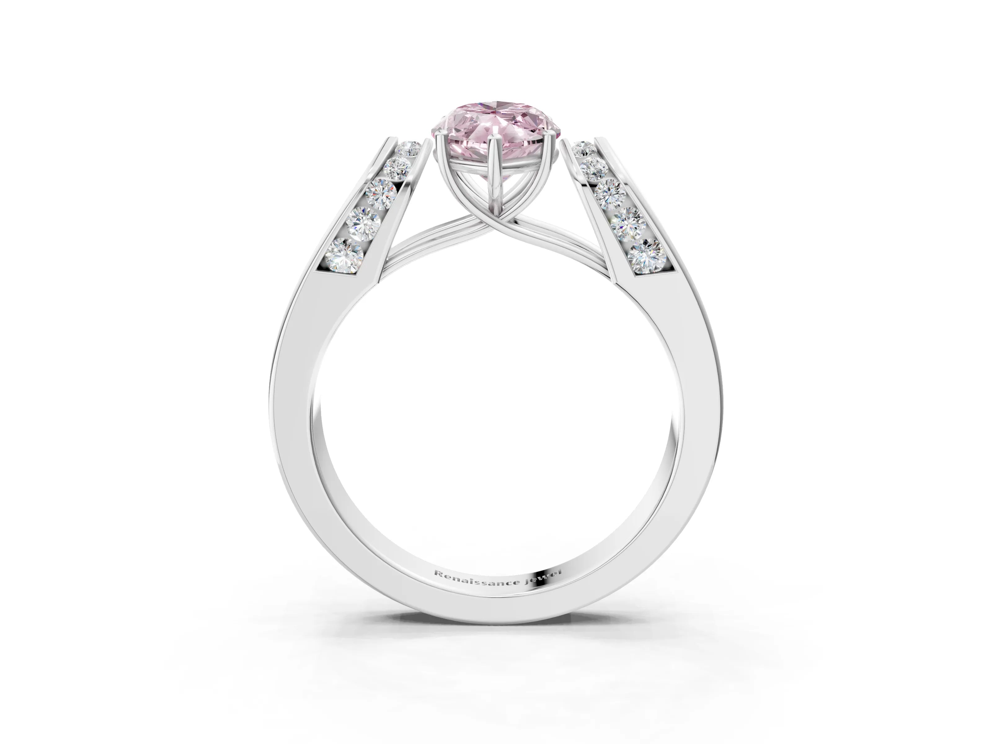 White gold Fancy Pink Marquise Cut Cut Diamond Channel Set Solitaire Ring with Four-Prong Setting_123