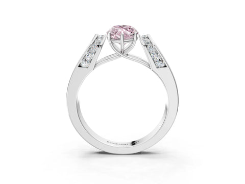 White gold Fancy Pink Marquise Cut Cut Diamond Channel Set Solitaire Ring with Four-Prong Setting_123