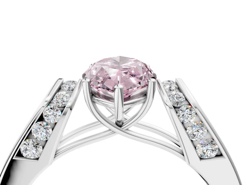 White gold Fancy Pink Marquise Cut Cut Diamond Channel Set Solitaire Ring with Four-Prong Setting_124
