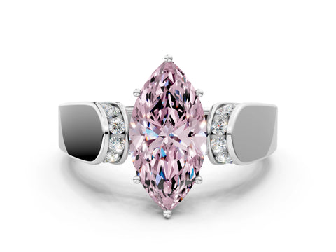 White gold Fancy Pink Marquise Cut Cut Diamond Channel Set Solitaire Ring with Four-Prong Setting_144