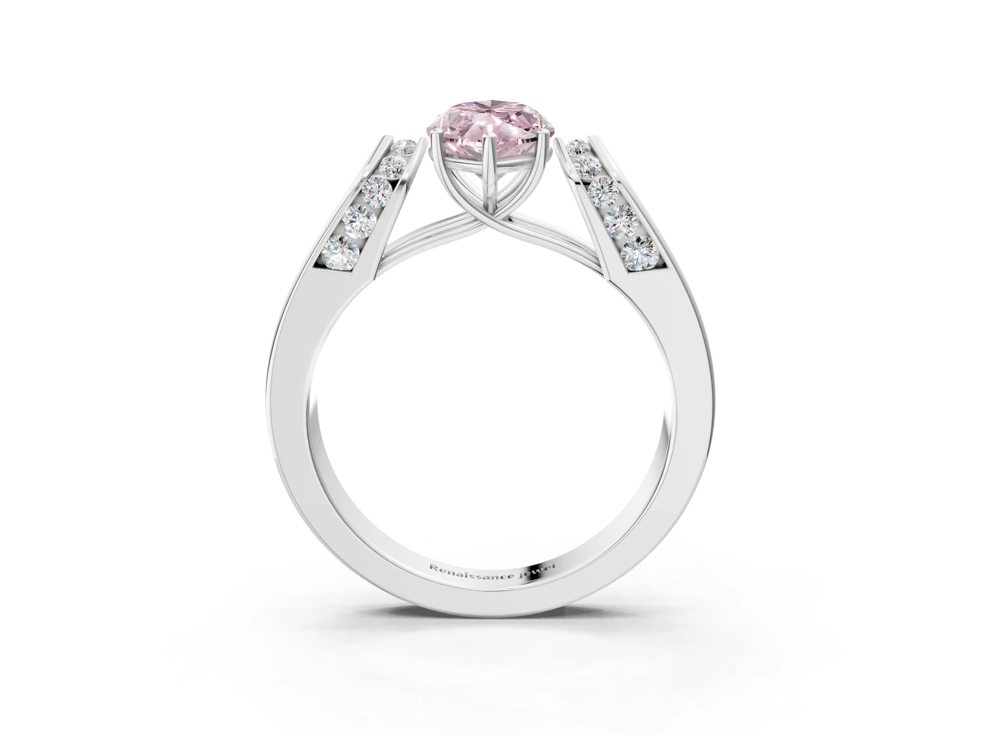 White gold Fancy Pink Marquise Cut Cut Diamond Channel Set Solitaire Ring with Four-Prong Setting_15