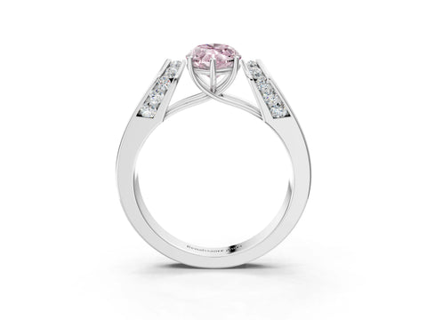 White gold Fancy Pink Marquise Cut Cut Diamond Channel Set Solitaire Ring with Four-Prong Setting_15