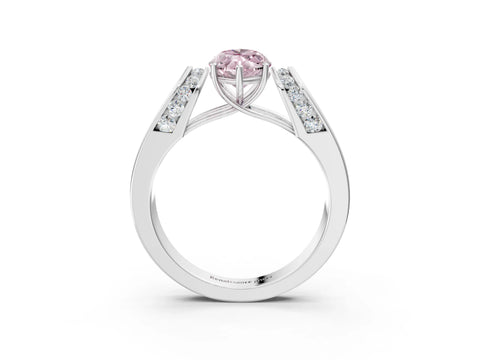 White gold Fancy Pink Marquise Cut Cut Diamond Channel Set Solitaire Ring with Four-Prong Setting_3