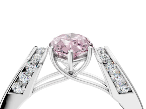 White gold Fancy Pink Marquise Cut Cut Diamond Channel Set Solitaire Ring with Four-Prong Setting_4