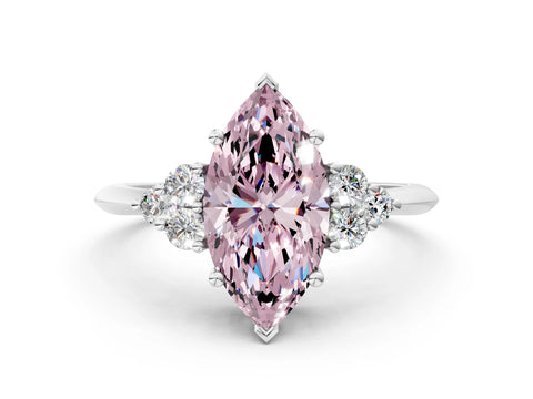 White gold Fancy Pink Marquise Cut Cut Diamond Cluster Ring with Solitaire Band and Four-Prong Setting_12