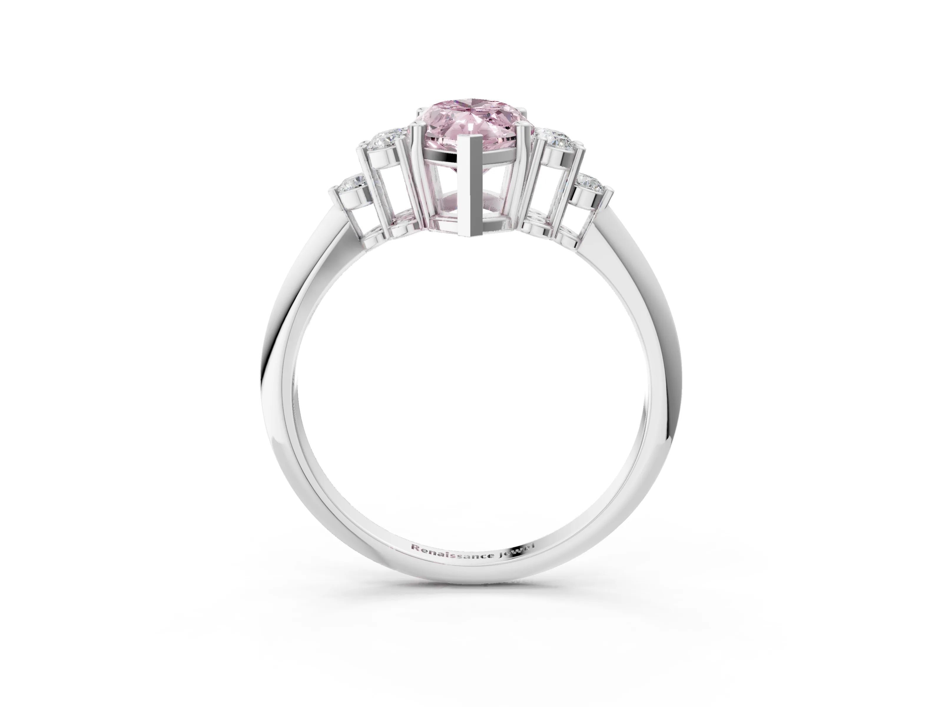 White gold Fancy Pink Marquise Cut Cut Diamond Cluster Ring with Solitaire Band and Four-Prong Setting_15