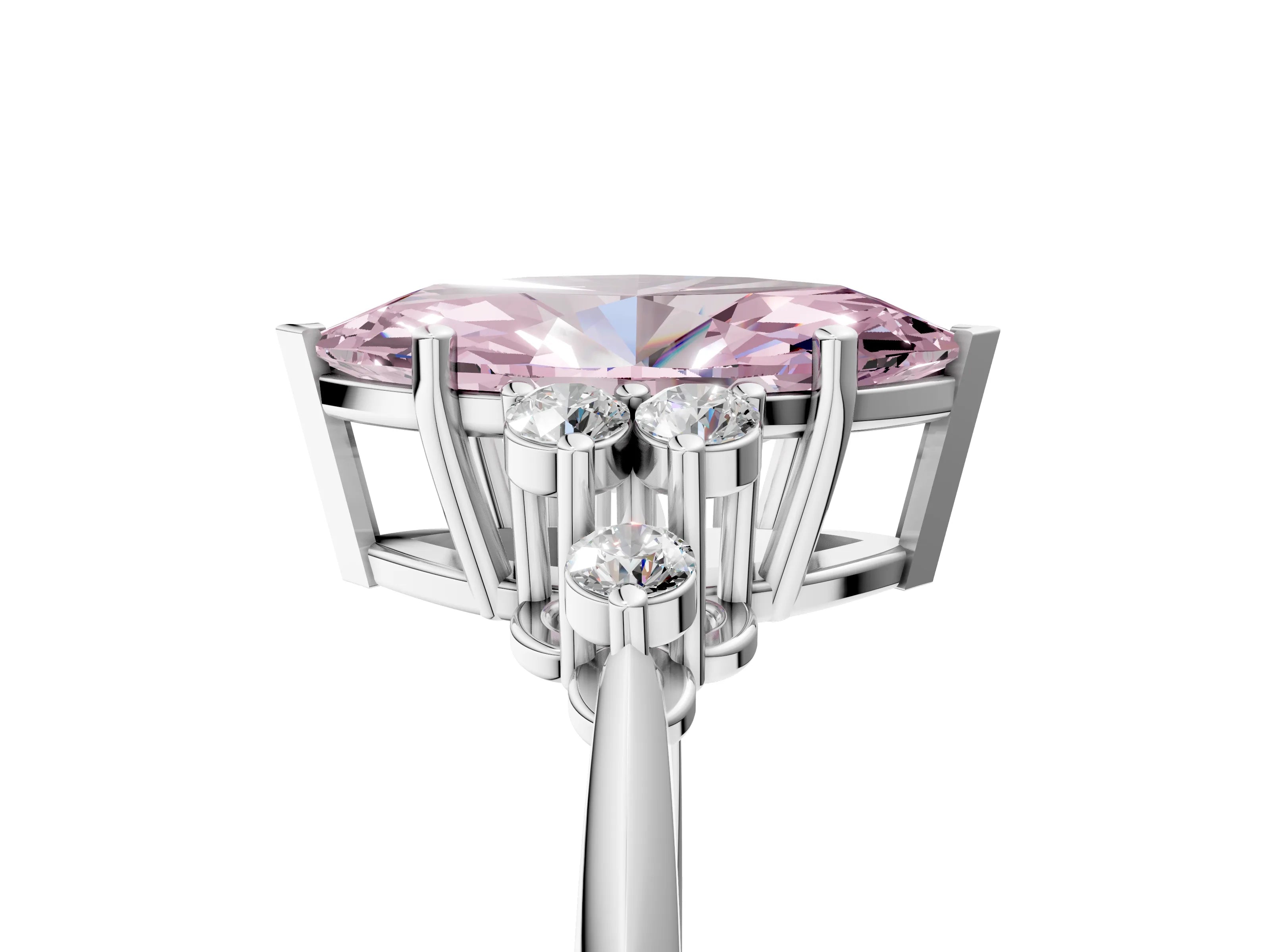 White gold Fancy Pink Marquise Cut Cut Diamond Cluster Ring with Solitaire Band and Four-Prong Setting_17
