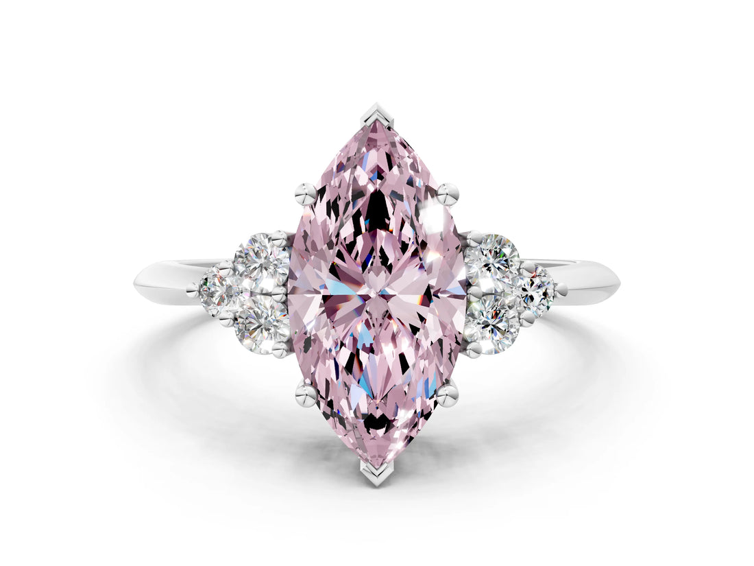 White gold Fancy Pink Marquise Cut Cut Diamond Cluster Ring with Solitaire Band and Four-Prong Setting_36