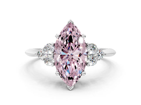 White gold Fancy Pink Marquise Cut Cut Diamond Cluster Ring with Solitaire Band and Four-Prong Setting_36