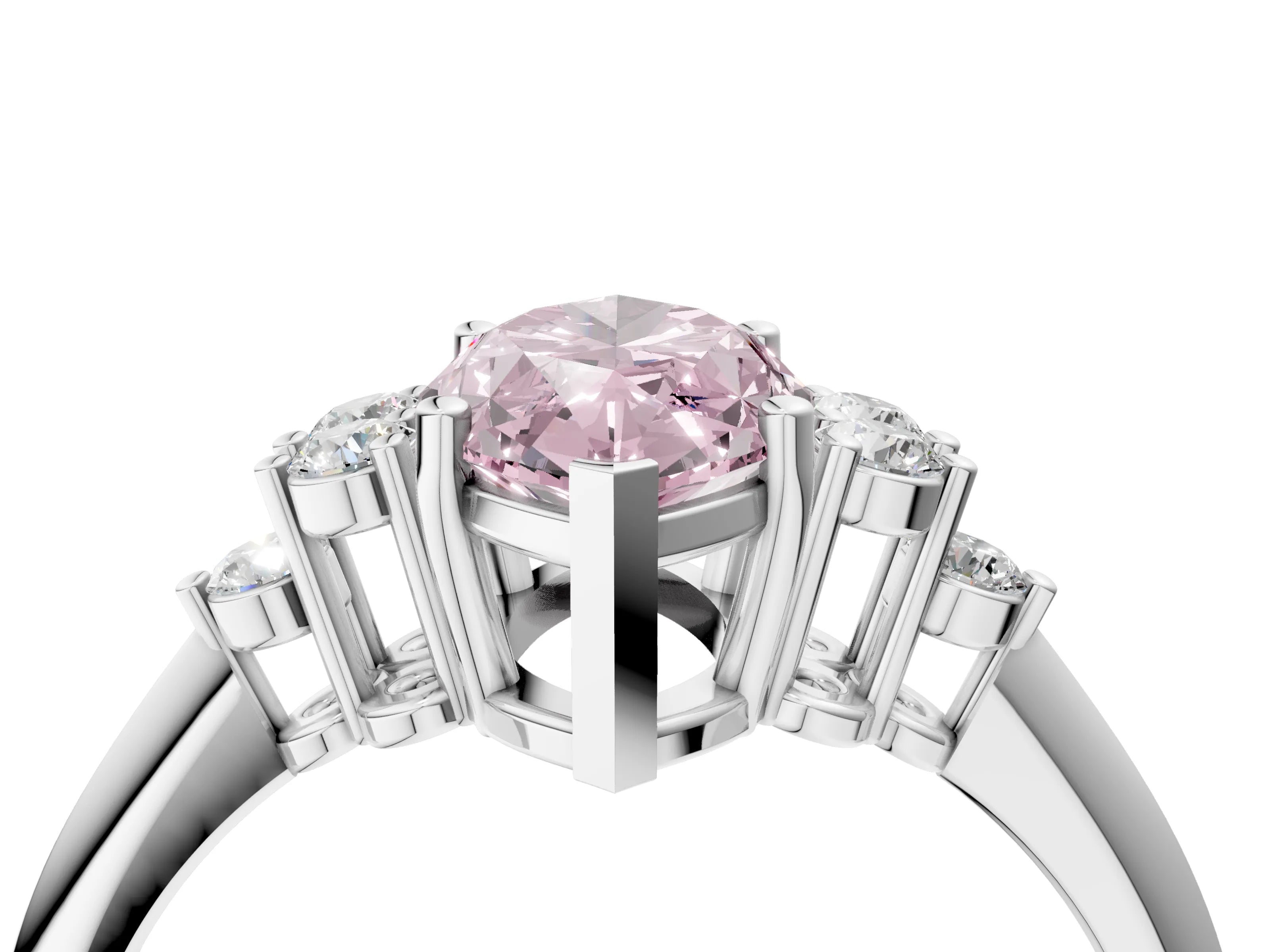 White gold Fancy Pink Marquise Cut Cut Diamond Cluster Ring with Solitaire Band and Four-Prong Setting_40