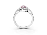 White gold Fancy Pink Marquise Cut Cut Diamond Halo Engagement Ring with Open Split Pavé Band_3