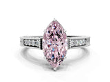White gold Fancy Pink Marquise Cut Cut Diamond Milgrain Pave Band Four-Prong Setting Ring_15