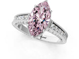 White gold Fancy Pink Marquise Cut Cut Diamond Milgrain Pave Band Four-Prong Setting Ring_16
