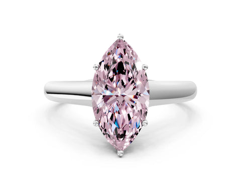 White gold Fancy Pink Marquise Cut Cut Diamond Solitaire Engagement Ring with Tapered Plain Band and Four-Prong Setting_12