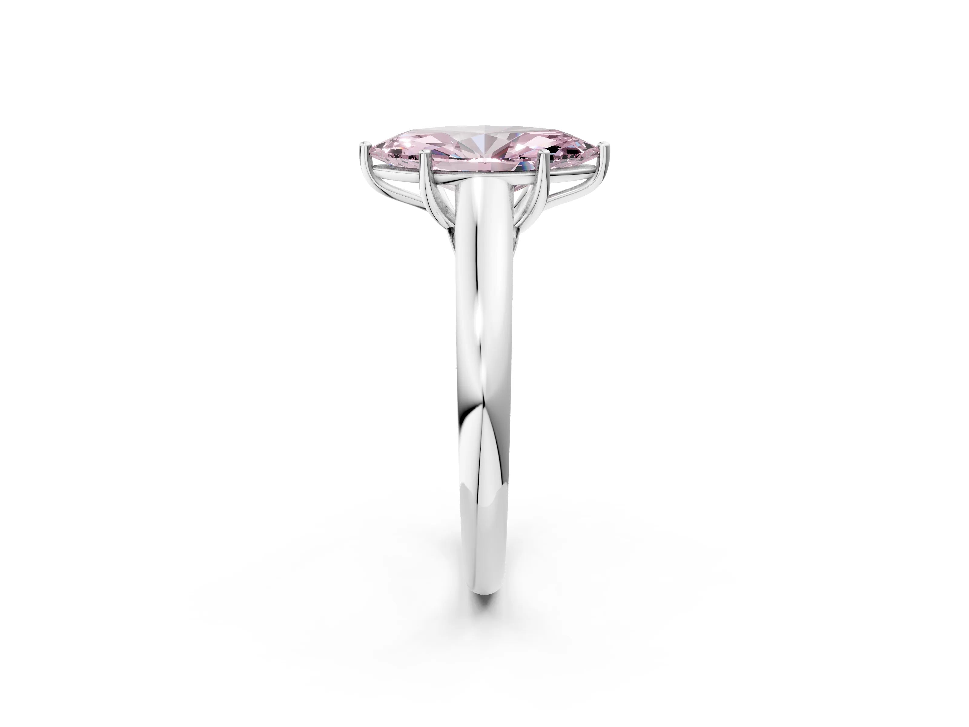 White gold Fancy Pink Marquise Cut Cut Diamond Solitaire Engagement Ring with Tapered Plain Band and Four-Prong Setting_14