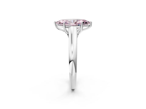 White gold Fancy Pink Marquise Cut Cut Diamond Solitaire Engagement Ring with Tapered Plain Band and Four-Prong Setting_14