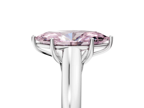 White gold Fancy Pink Marquise Cut Cut Diamond Solitaire Engagement Ring with Tapered Plain Band and Four-Prong Setting_17