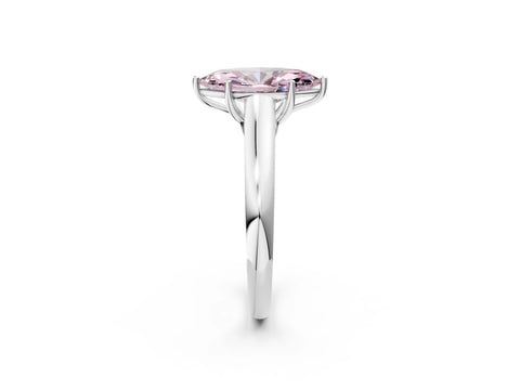 White gold Fancy Pink Marquise Cut Cut Diamond Solitaire Engagement Ring with Tapered Plain Band and Four-Prong Setting_2