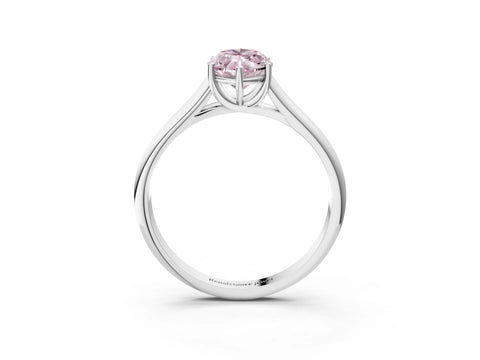 White gold Fancy Pink Marquise Cut Cut Diamond Solitaire Engagement Ring with Tapered Plain Band and Four-Prong Setting_3