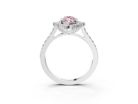 White gold Fancy Pink Marquise Cut Cut Diamond Sunburst Halo Engagement Ring with Pavé Band_15